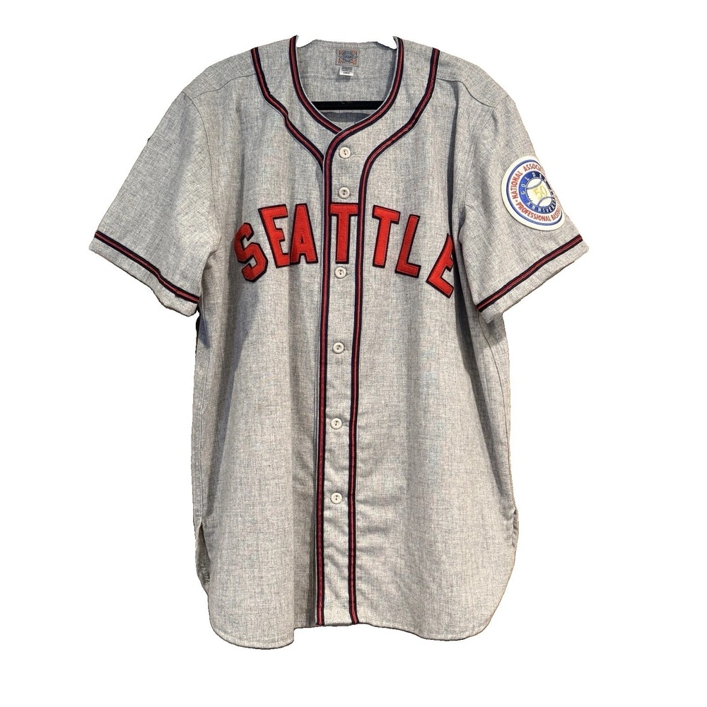 Ebbets Field Flannels Seattle Rainiers Jersey Mens L 100% Wool Baseball USA Made